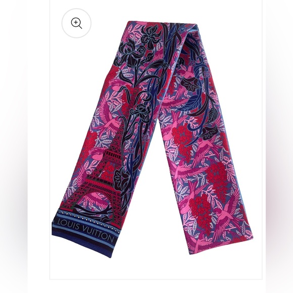 Louis Vuitton Silk "Louis A Paris" Bandeau Fuchsia - Picture 4 of 7